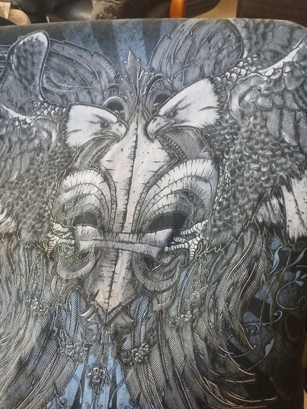 Unbranded Gray & Blue Eagle Mask T Shirt